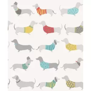 Image of Catherine Lansfield Silly Sausage Dogs Wallpaper, Multi