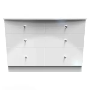 Image of Welcome Furniture Zodian 6 Drawer Midi Chest - White Gloss