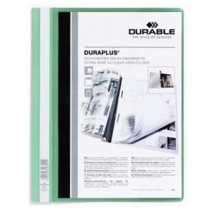 Image of Durable Duraplus Folder A4 Extra Wide Green Pack of 25
