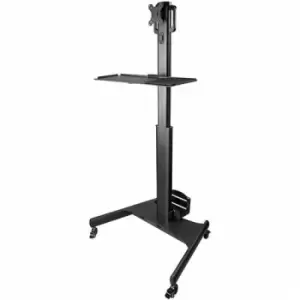 Image of StarTech.com Mobile Workstation Cart with Monitor Mount CPU/PC Holder Keyboard Tray - Ergonomic Height Adjustable Desktop Computer Cart - Rolling Mobi