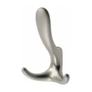 Image of GTV - Triple Hat Coat Modern Hanger Hook Door Wall Bath 130mm - Colour Brushed Chrome - Pack of 1