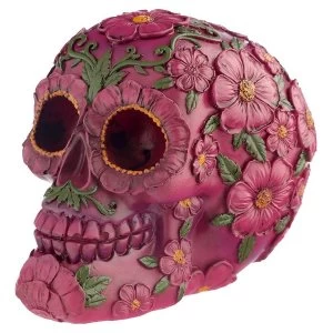 Image of Fantasy Day of the Dead Pink Flower Skull