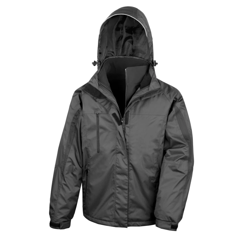 Image of Result Result Men 3 In 1 Softshell Waterproof Journey Jacket With Hood in Black Size: Small Black S Male 5054752354602