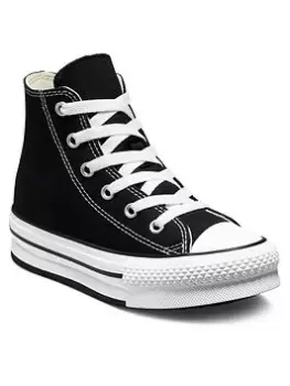 Image of Converse Chuck Taylor All Star Hi Childrens Girls Eva Lift Canvas Platform Trainers -Black/White, Size 13