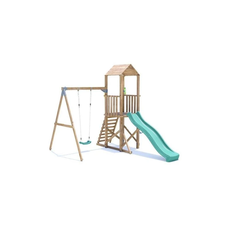 Image of Dunster House Climbing Frame With One Swing & Slide Squirrelfort High Platform