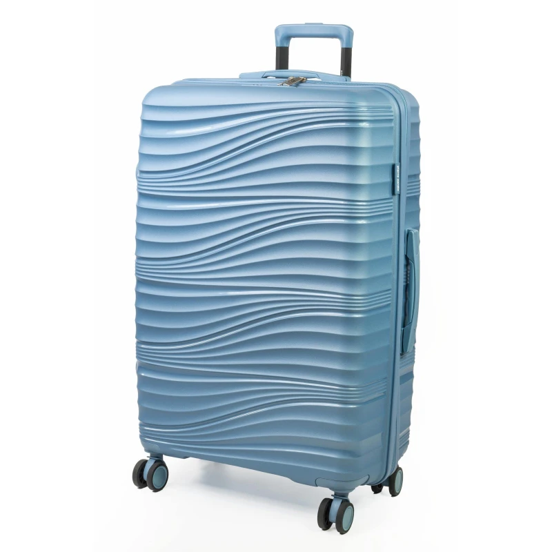 Image of Pierre Cardin Riviera Hard Shell Travel Suitcase Wheeled Luggage Blue Cl901-05 unisex 3 pieceSet