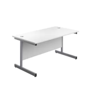Image of 1600 X 600 Single Upright Rectangular Desk White-Silver