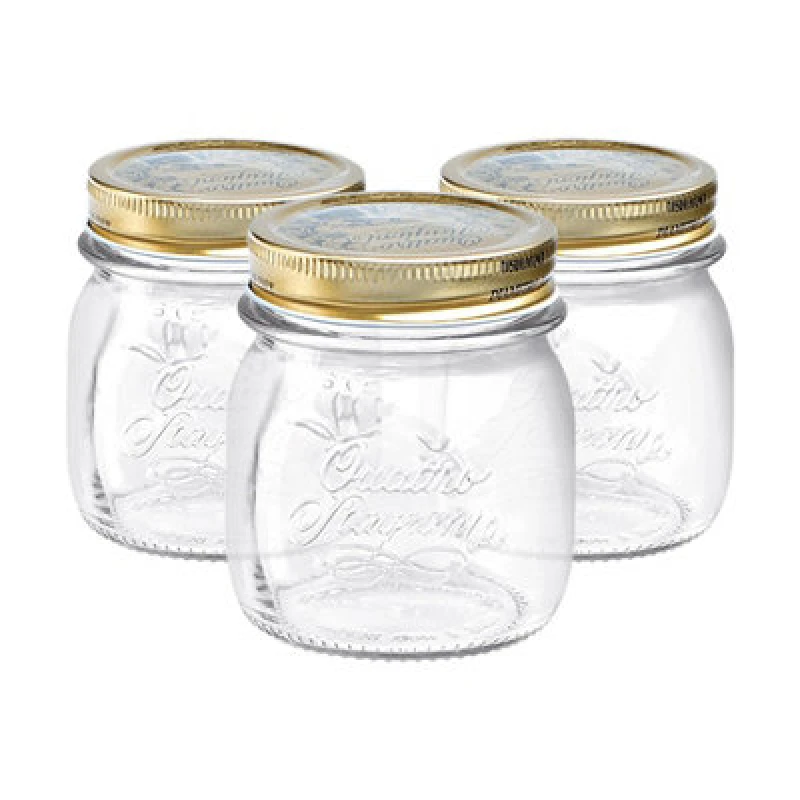 Image of Bormioli Rocco Quattro Stagioni Glass Storage Jars 250ml Pack of 3 Clear