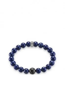 Image of Thomas Sabo Sterling Silver Blue Obsidian Semi Precious Stretch Mens Bracelet, One Colour, Men