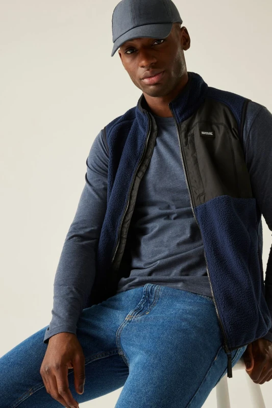 Image of Regatta Regatta Men Frankie Borg Full-Zip Gilet Bodywarmer in Navy Size: 3X-Large Navy XXXL Male 5063516104889