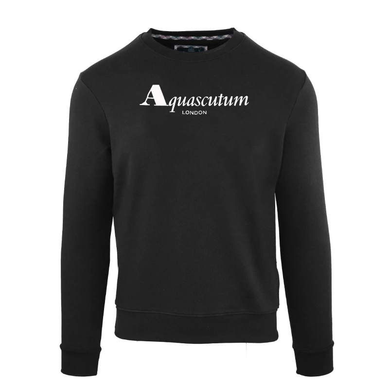 Image of Aquascutum Mens Roundnk Sweat Crew Sweatshirt Black male Small