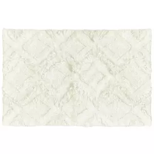 Image of The Linen Yard Diamond Tufted Knitted Cotton Anti-slip Bath Mat Ivory