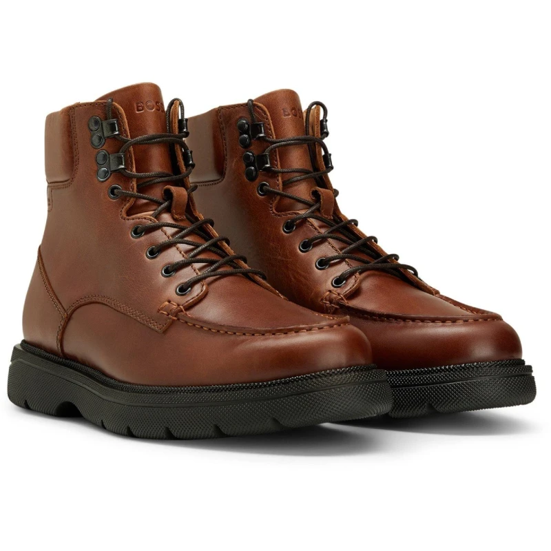 Image of Boss Mens Jacob Halb Brogue Boots Medium Brown male 6 (40)