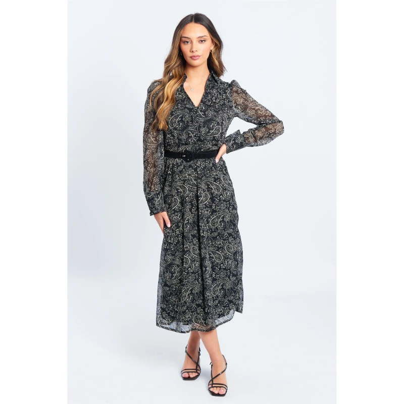 Image of Be You Belt Shirt Maxi Dress - Black 8