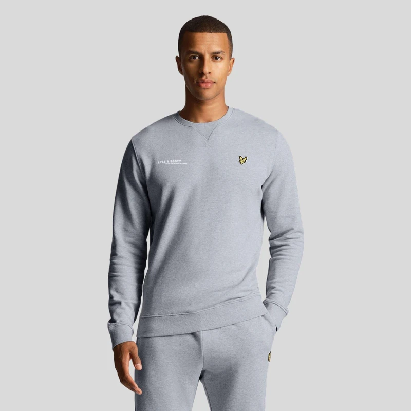 Image of Lyle and Scott Co-Ordinate Print Crewneck Sweatshirt Grey male S