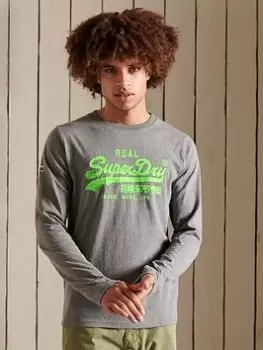 Image of Superdry Vintage Logo L/s Top, Charcoal Marl Size M Men
