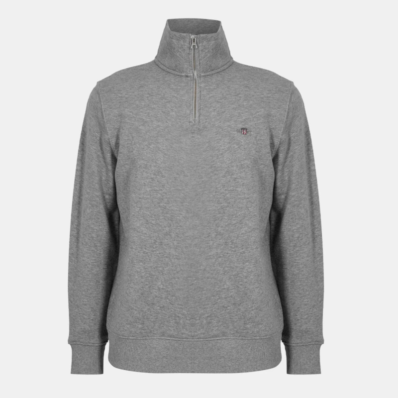Image of Gant Shield Half-Zip Sweatshirt - Grey Grey S