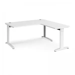 Image of TR10 desk 1600mm x 800mm with 800mm return desk - white frame and