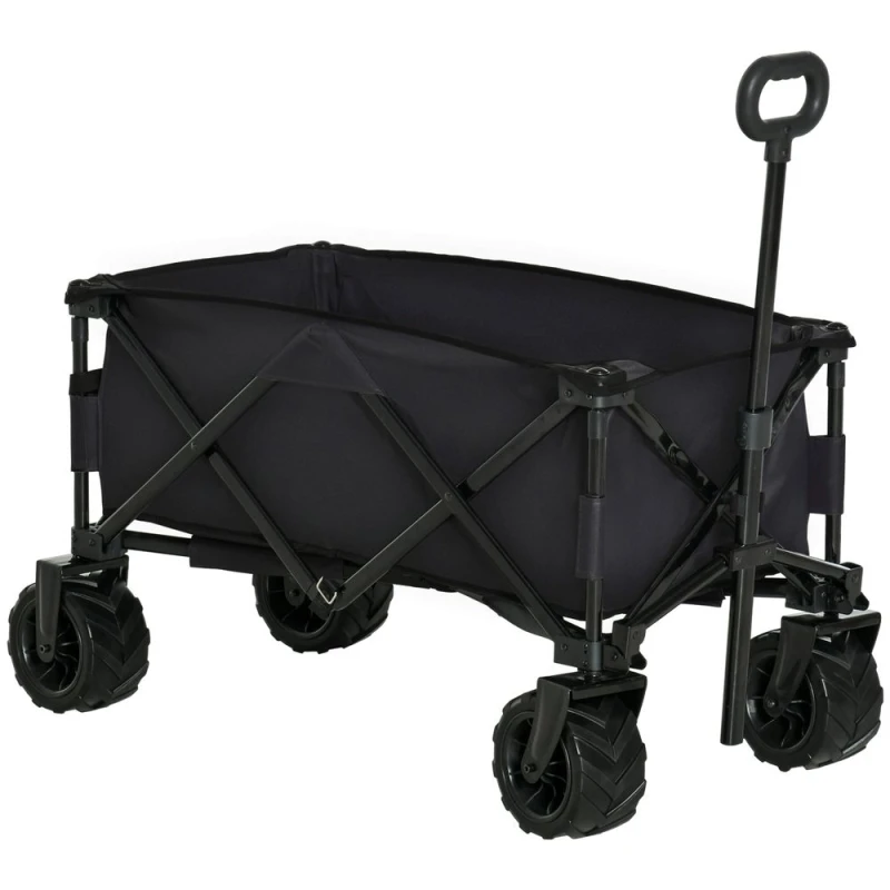 Image of Outsunny Outdoor Pull Along Garden Trolley - Black 845-311BK