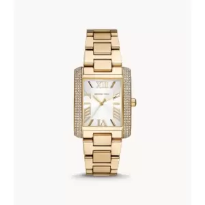 Image of Michael Kors Womens Emery Three-Hand Gold-Tone Stainless Steel Watch - Gold