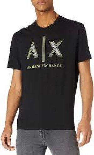 Image of Armani Exchange Neon Logo T-Shirt Black Size S Men