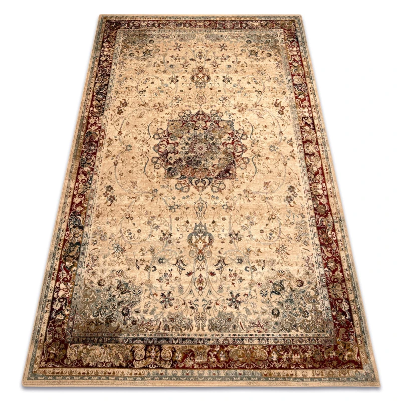 Image of RugsX Wool Carpet Polonia Kordoba25 Rosette, Frame Light Ruby 200X300 Cm