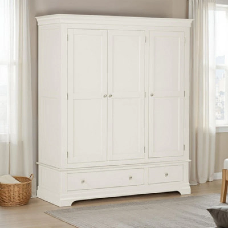 Image of Seconique Bordeaux 3 Door Wardrobe Ivory And Oak (Partially Assembled)