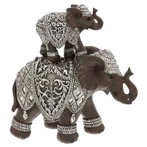 Image of Silver Iron Elephant Mum/Baby Back Ornament