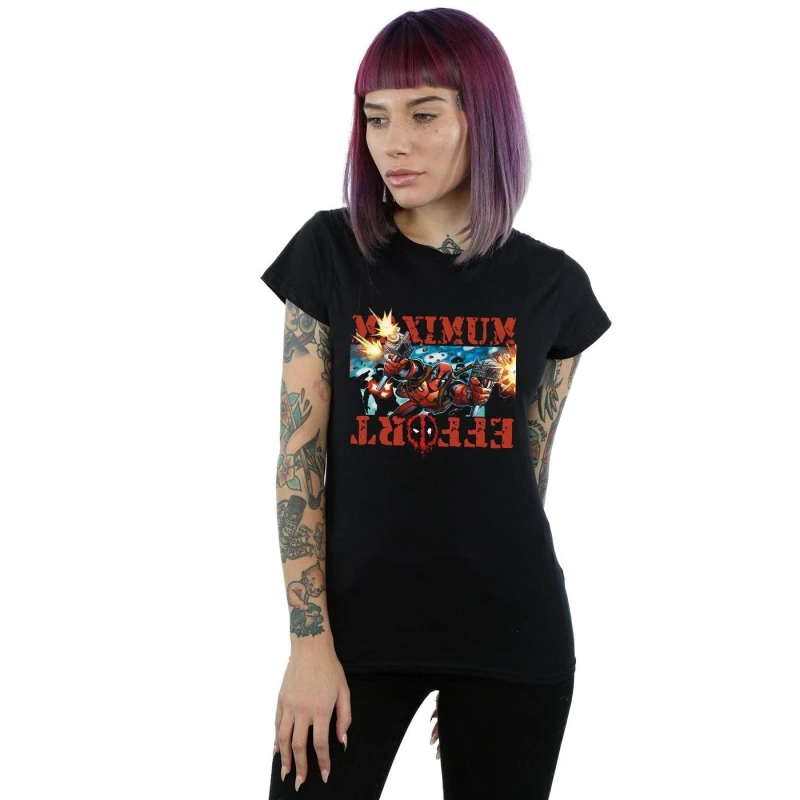 Image of Marvel Deadpool Maximum Effort Cotton T-Shirt Black female