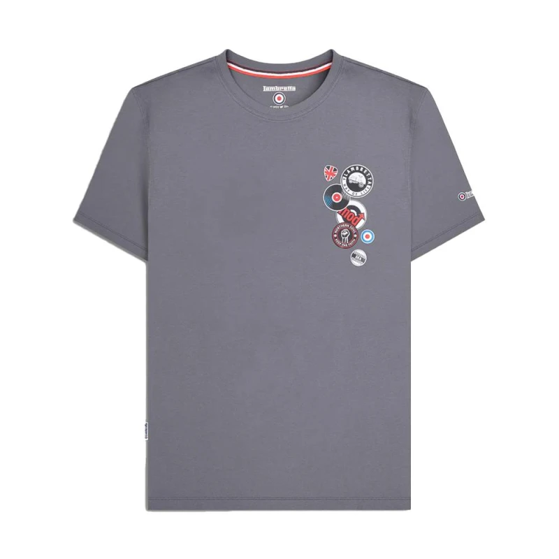 Image of Lambretta Mens Badge Big & Tall T-Shirt in Dark Grey Size: 2XL Dark Grey Male 2XL