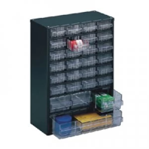 Image of Slingsby Clear 28 Drawer System Dark Grey Storage Cabinet 324128