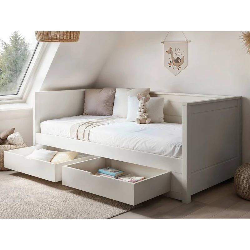 Image of Noomi Iris Daybed with Trundle White Size: EU Single White Unisex EU Single
