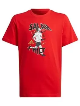 Image of Boys, adidas Salah Face Tee, Red, Size 15-16 Years