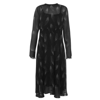 Image of Jack Wills Coston Feather Print Midi Dress - Black