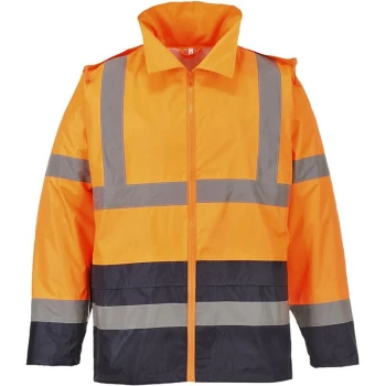 Image of Portwest H443ONRS - sz S Hi-Vis Classic Contrast Rain Jacket - Orange/Navy