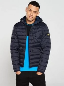 Image of Barbour International Ouston Hooded Quilted Coat - Navy, Size L, Men