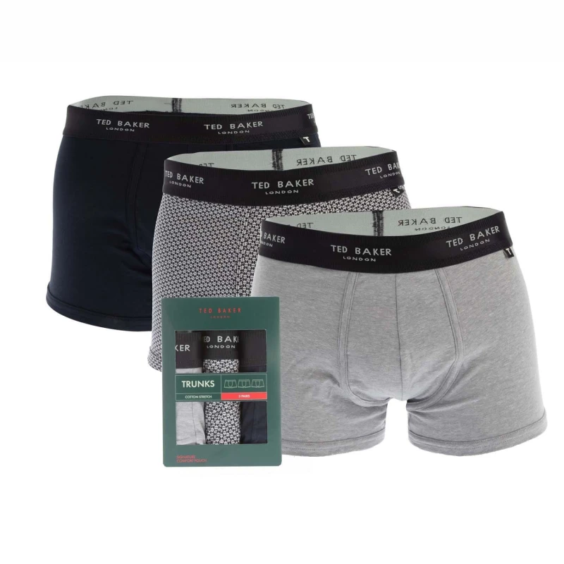 Image of Ted Baker 3 Pack of Cotton Trunks Boxers L Blue 42980702001