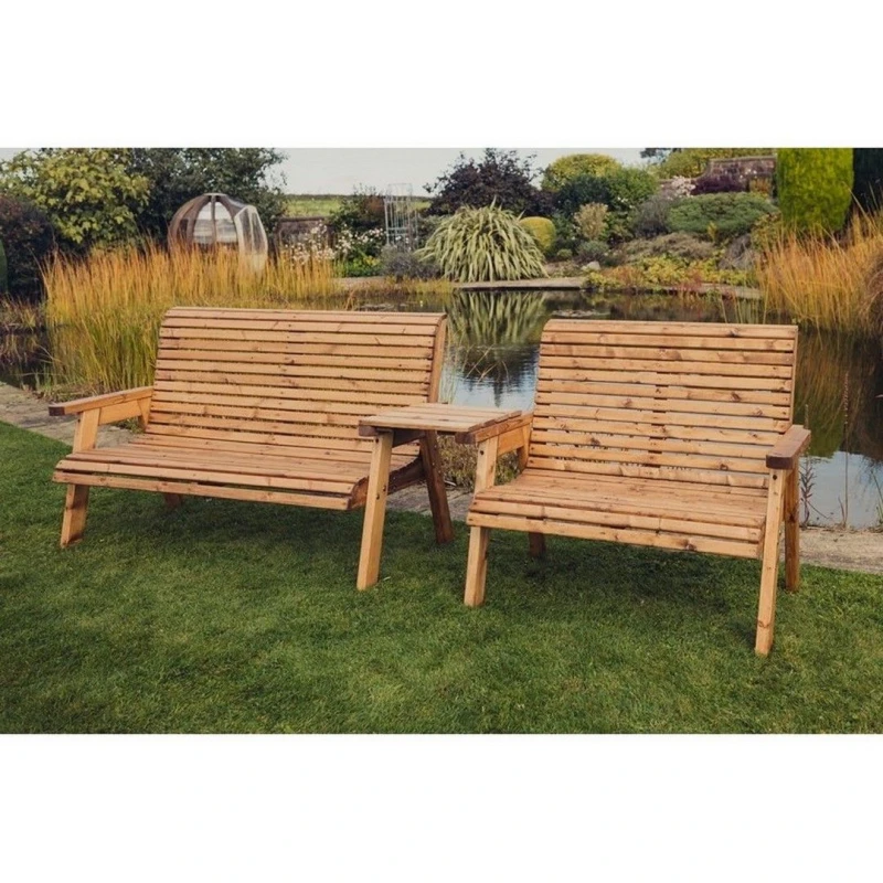 Image of Churnet Valley Garden Furniture Ltd Valley 1X2B 1X3B Set with Tray - Fully Assembled - Set of Cushions Inc in Brown Brown Unisex