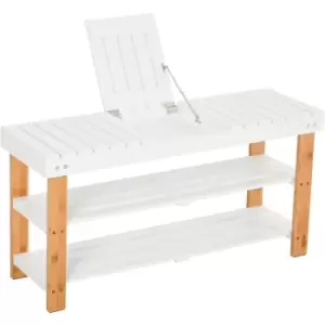 Image of 3-Tier Open Shoe Rack Hidden Storage Wood Frame Wide Shelves - Homcom