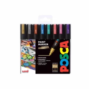 Image of Uni Posca Marker Pen Medium Bullet Tip PC-5M 8 Piece Metallic Set, Metallic