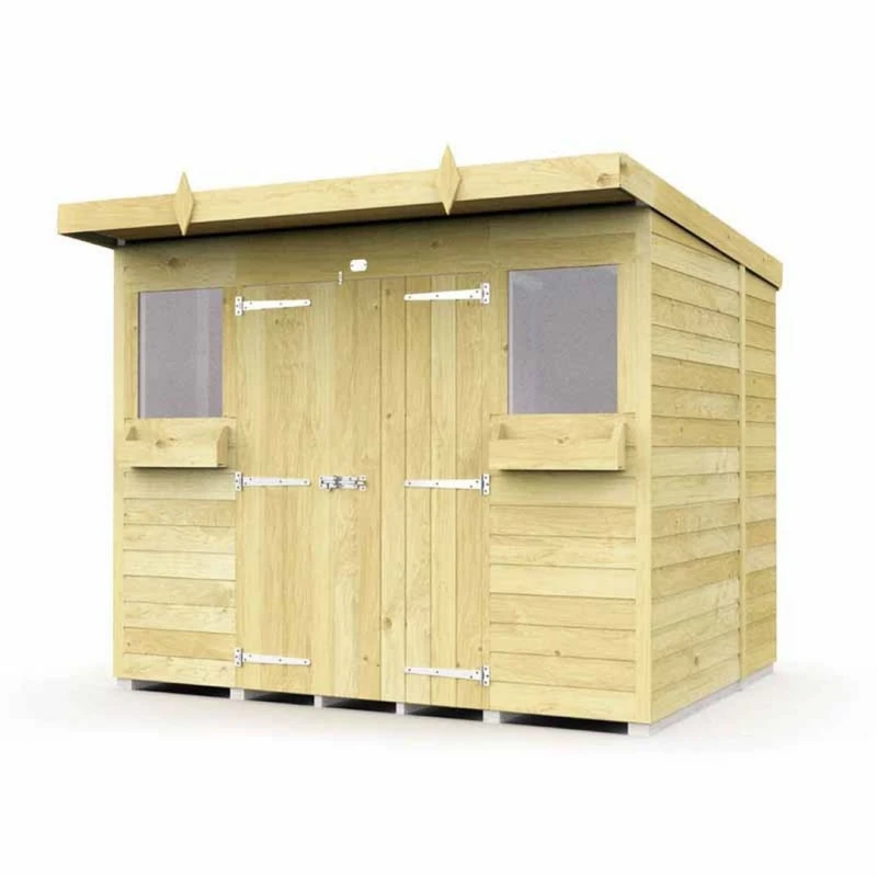 Image of Buttercup Farm 8 x 7 Feet Pent Summer Shed - Wood - L214 x W243 x H201cm in Brown Brown Unisex