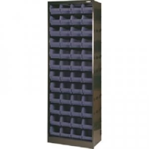 Image of Slingsby Metal Bin Cupboard With 48 Polypropylene Bins Dark Grey Black 371835