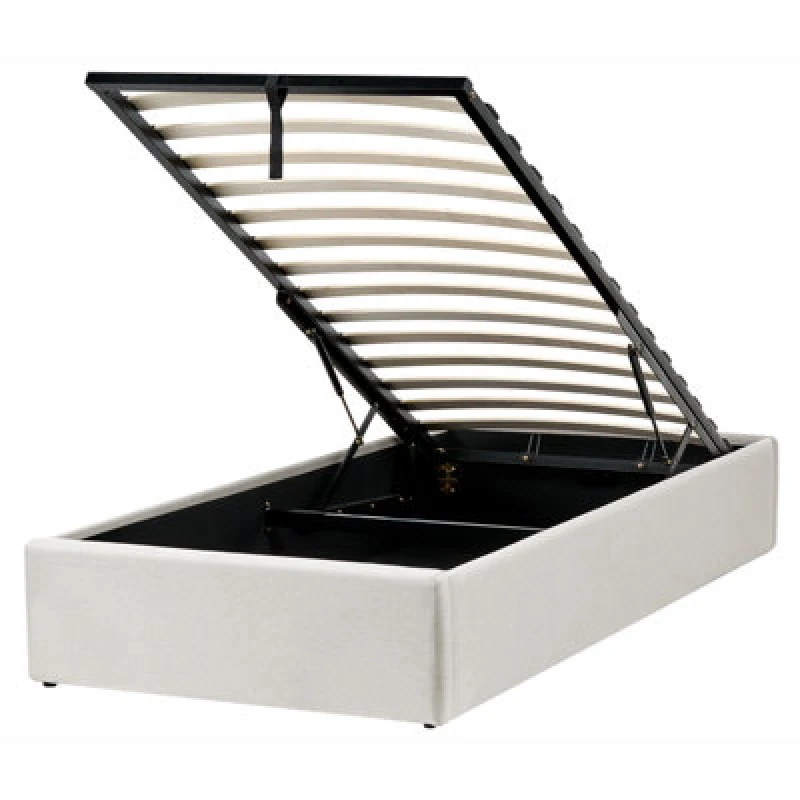 Image of Beliani Ottoman Bed Without Headboard Fabric Dinan 90 X 200 Cm (Eu Single) Light Beige