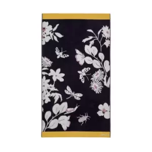 Image of Joules Floral Beasts Hand Towel, Navy