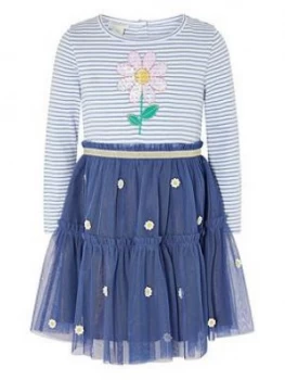 Image of Monsoon Baby Girls Daisy 2 In 1 Dress - Navy