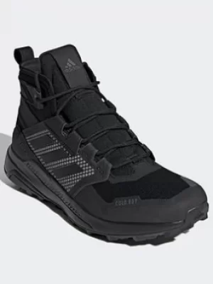 Image of adidas Terrex Trailmaker Mid Cold.rdy Hiking Shoes, Grey/Black/Blue, Size 6.5, Men