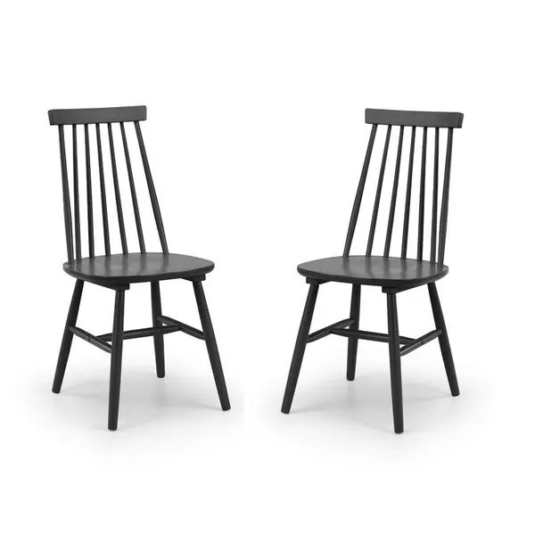 Image of Julian Bowen Set Of 2 Alassio Spindle Back Dining Chairs - Black ALA011
