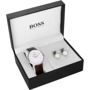 Image of Mens Hugo Boss Cufflink Box Set Watch 157STEELWCUFFLINK
