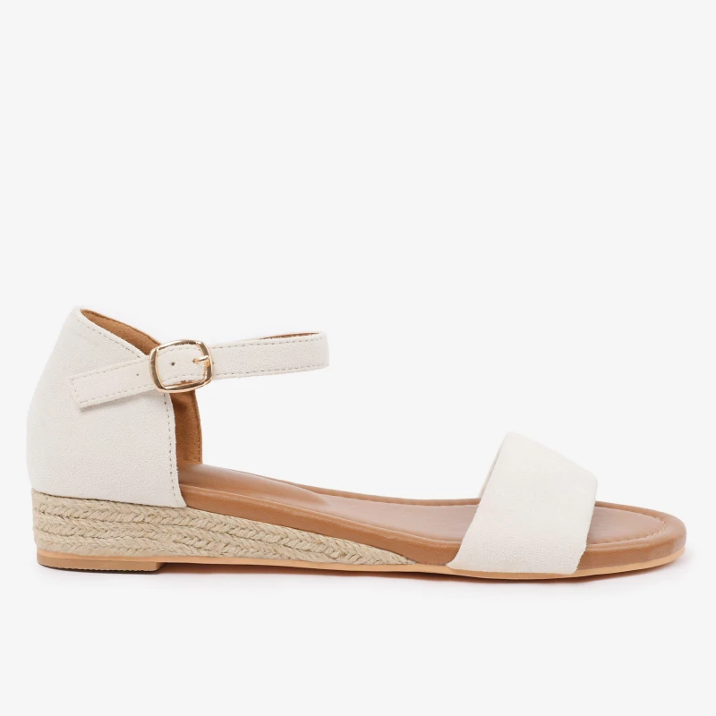 Image of Where's That From 'Visenya' Low Wedge Shoes With Adjustable Ankle Strap Cream