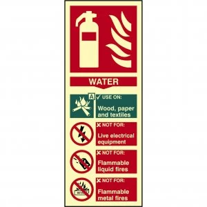 Image of Scan Water Fire Extinguisher Sign 75mm 200mm Photoluminescent